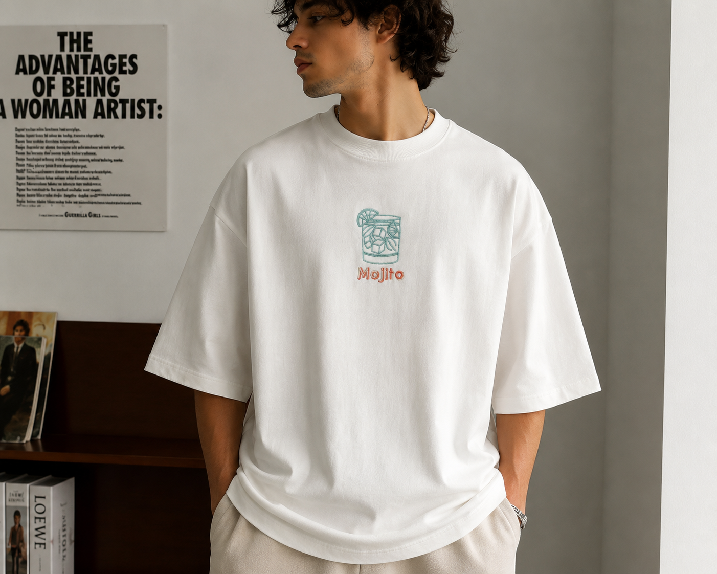 Oversize MOJİTO Nakışlı tşört